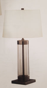 Bronze and Clear Glass Lamp Pair