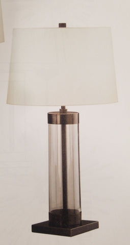 Bronze and Clear Glass Lamp Pair