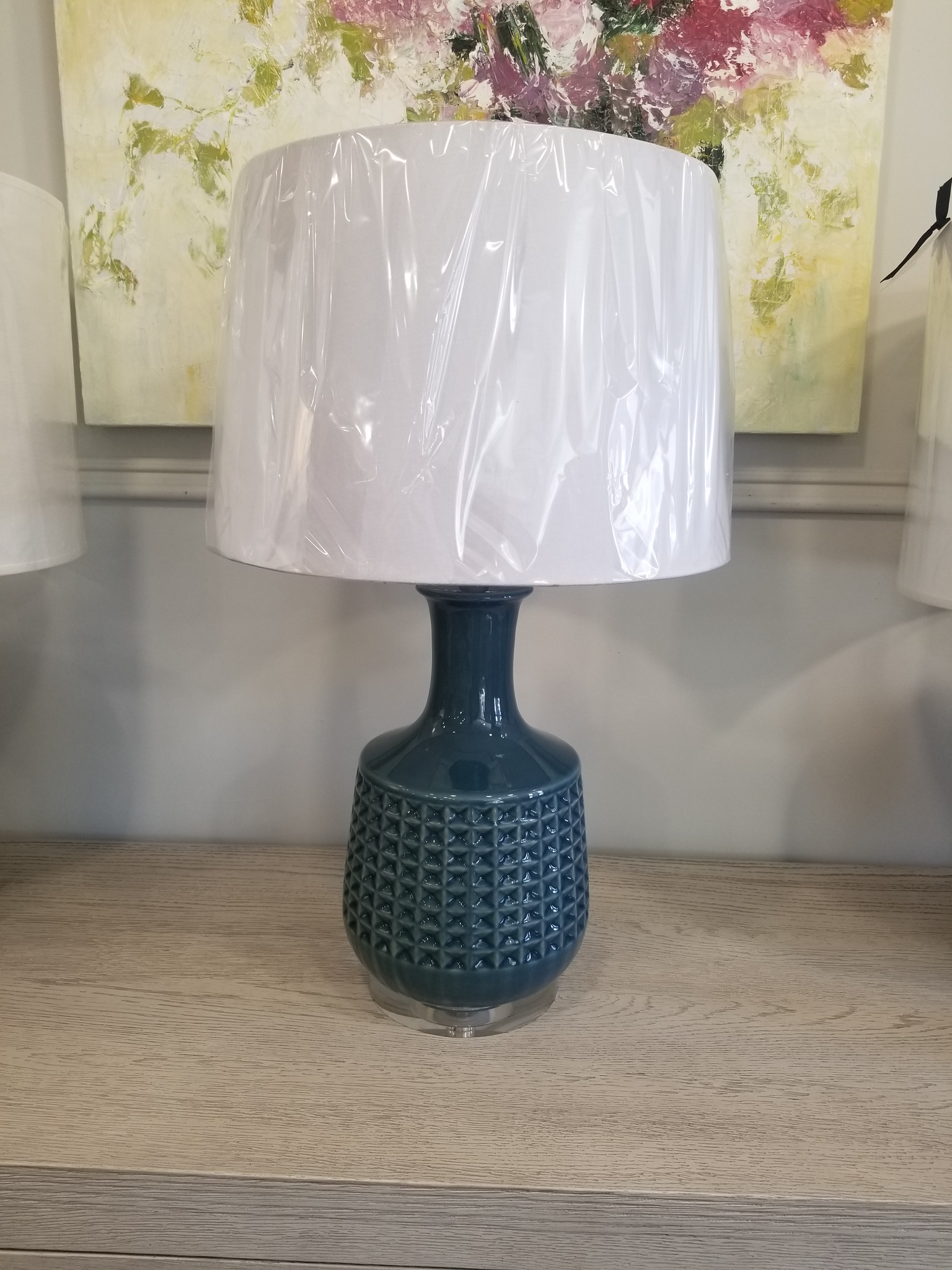 Blue Gray Ceramic Lamp, Single