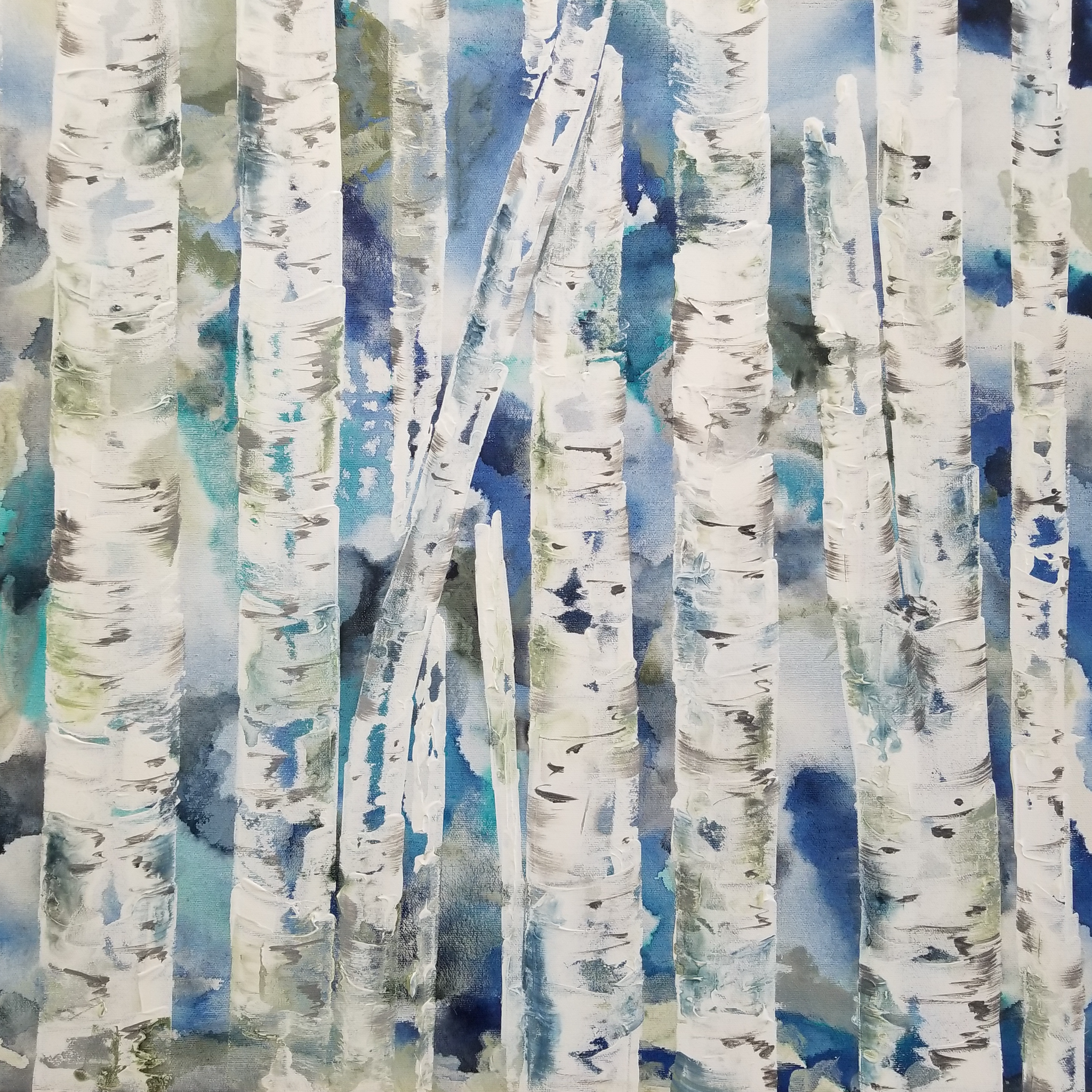 Original Acrylic Painting, Lynn's Birch Grove